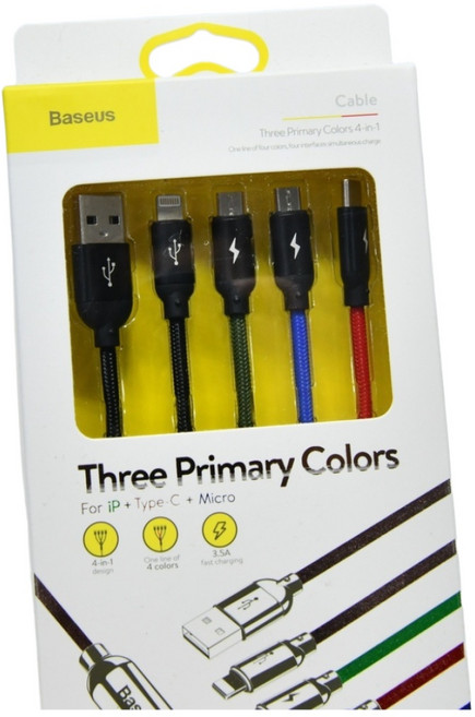 Baseus 倍思 USB 一拖四數據線, 多色, 1個, 90cm