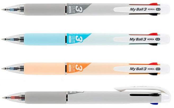 마이펜)마이볼3색 볼펜, 4개, (0.5mm/M501525)