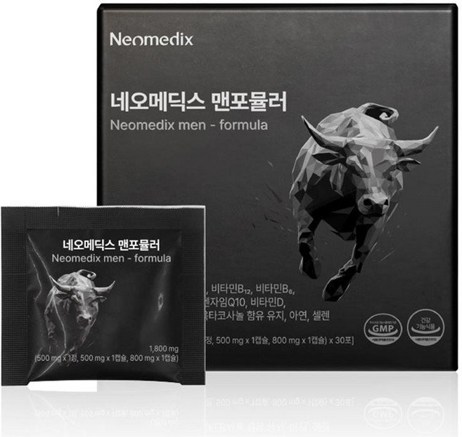 네오메딕스 맨포뮬러 쏘팔메토 옥타코사놀 코큐텐 코엔자임Q10 로르산 남성 지구력 활력 전립선 건강, 1박스, 54g