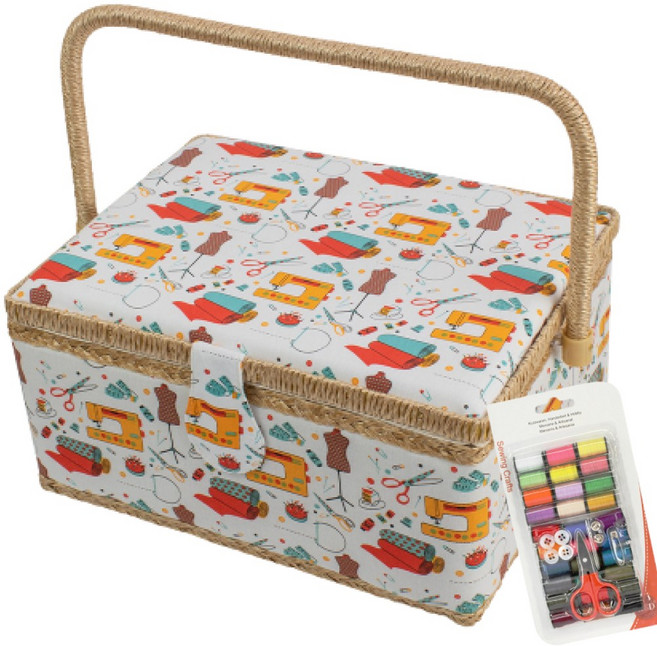 하이로나 대형 반짇고리 함 바느질 보관함, 1개, 오렌지 스타일 대형