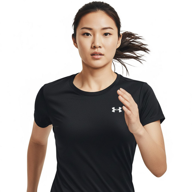 언더아머 여성용 히트기어 루즈핏 반팔티셔츠 블랙 티셔츠