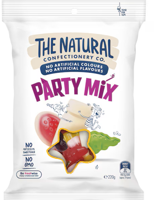 [호주정품직구] 호주 더 내추럴 The Natural 파티 믹스 젤리 Party Mix Jellies - 천연 무색소 무향료 건강 젤리, 220g, 1개