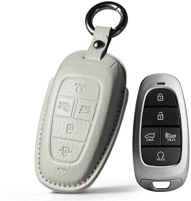프리미엄 고급 산양가죽 스마트키케이스 키홀더 키커버 현대 호환/그랜저 IG/쏘나타 센슈어스 DN8/싼타페 TM/투싼 NX4/팰리세이드 LX2/스타리아 US4, 5버튼, 베이지