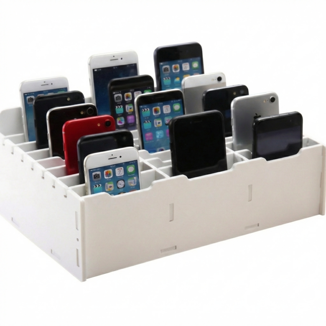 핸드폰 휴대폰 스마트폰 보관함 정리함 수거함 가정용 회사용 벽걸이 가방 보관, 화이트24입, 1개