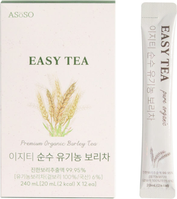 ASOSO 이지티 유기농 국산 아기 보리차 진액 1초 간편 무첨가 제로, 1개, 12개입, 20ml - 쿠팡