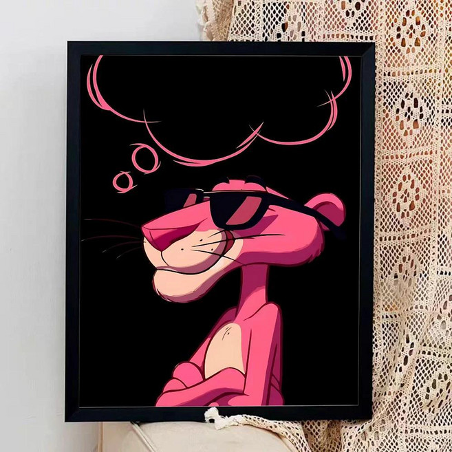 애니메이션 핑크 팬더 영화 스티커 포스터 빈티지 룸 홈바 카페 장식 그림, D. 30x40cm No Frame, 4. 7, 1개