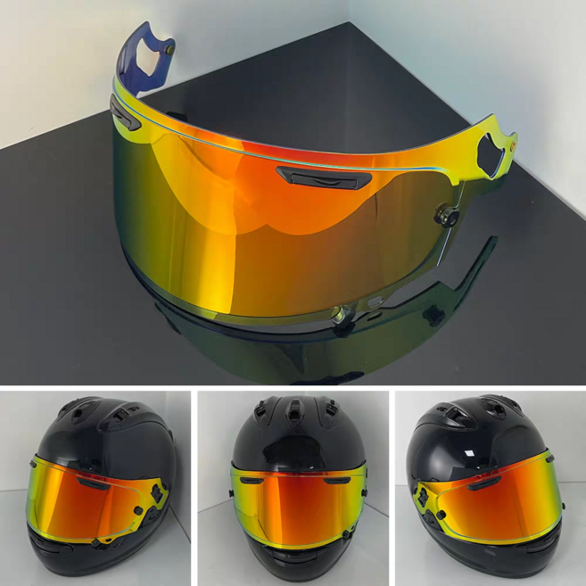 適用 Arai RX7X 鏡片 日夜通用 電鍍透明幻彩極光 高透光 擋風鏡片, 茶紅, 1個