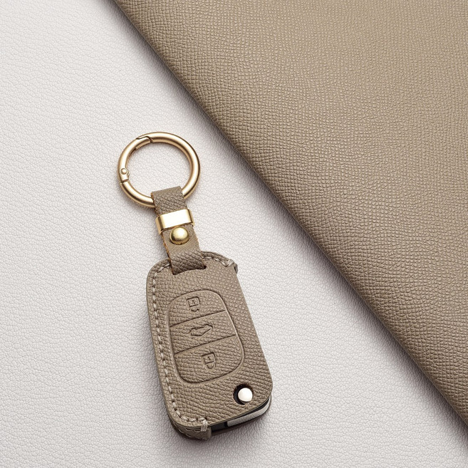 기아/현대 호환 천연 소가죽 3버튼 폴딩 키케이스 (아반떼 MD/모닝/레이/쏘울/스포티지 R/쏘렌토/봉고/YF 쏘나타/i30/K5/K7/포르테/그랜저 TG) 차량용품, C 타입, 에토프그레이