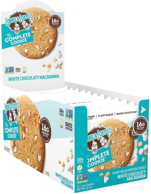 Lenny & Larrys The Complete Cookie 화이트 초콜릿 마카다미아 4oz 1팩에 12개입 식물성 단백질 비건 쿠키, 12개 - 쿠팡