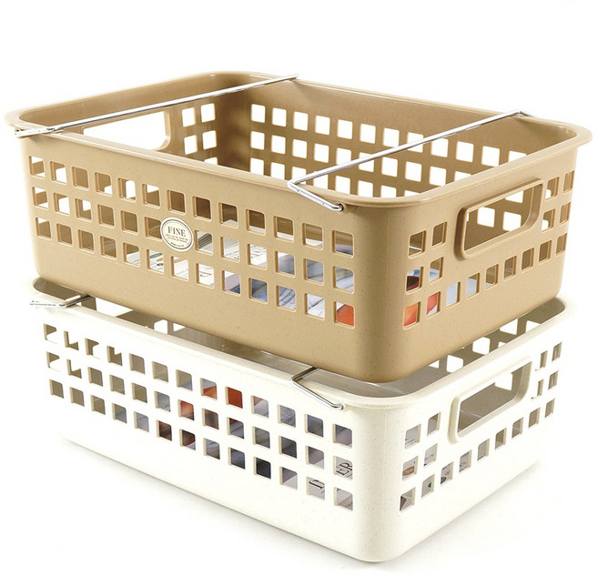 문일 와이어 바구니(대) 적층 정리수납 바스켓, 아이보리, 1개