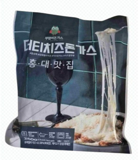 부엉이돈가스 통으로들어간모짜렐라치즈 더티치즈돈가스 국내산돼지고기등심사용 가정에서즐기는맛집요리, 1개, 260g
