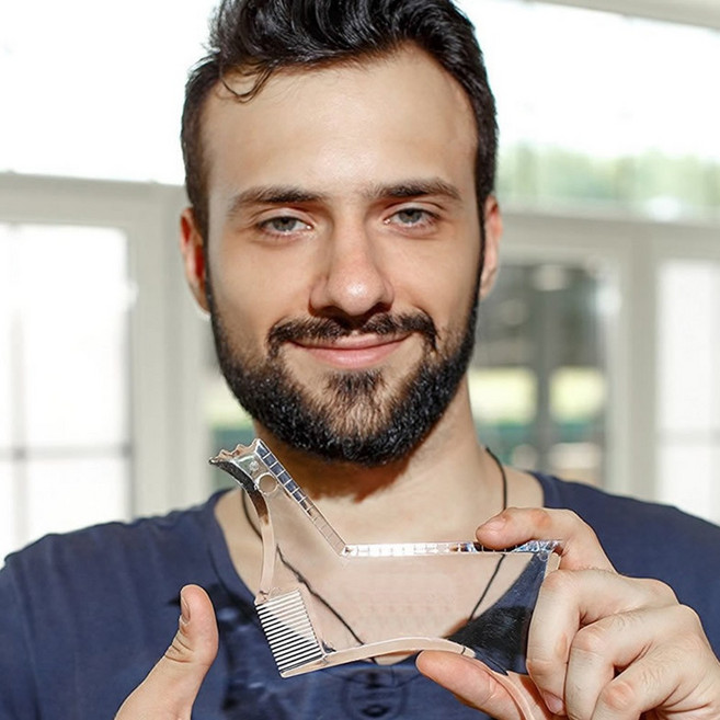 남자수염관리툴 그루밍족 쉐이빙도구 턱수염자, 블랙, 1개