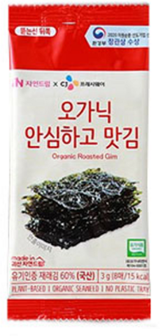 자연드림XCJFW 오가닉 안심하고 맛김 (8매), 60g, 1개