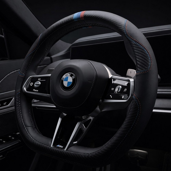 MAA 몬스터M D형 D컷 핸들커버 카본 BMW G20 G30 G80 3시리즈 5시리즈 M3 M4 벤츠 C E 클래스 아우디 A4 A6 자동차 핸들커버 차량용 미끄럼방지 가죽, 몬스터D컷_블랙