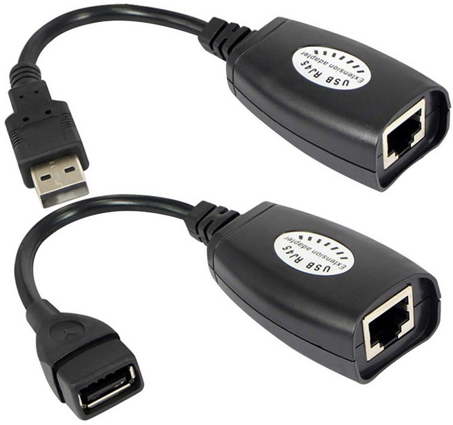USB to RJ45 RJ 45 LAN 케이블 확장 어댑터 익스텐더 USB to 네트워크 포트 신호 증폭기, 하나, 검은 색, 검은색, 1개