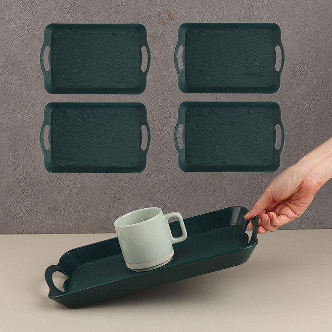 경량 서빙 트레이 가벼운 베이커리 카페 빵 쟁반, 포레스트그린, 5개
