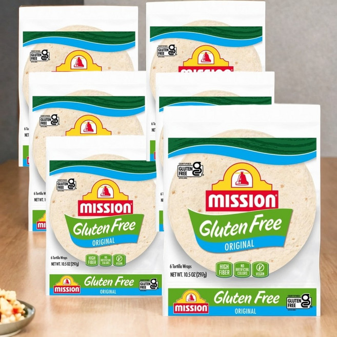 미국 미션 글루텐 프리 부드러운 타코 또띠아 6장 x6팩 총 36장 또르띠야, 6개