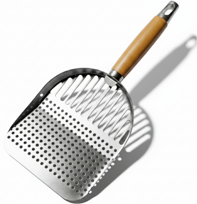 아이템즈온 스텐 고양이 모래삽 화장실삽, 1개, 얇은모래용[벤토나이트]