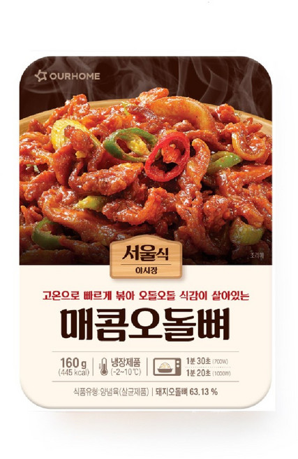 아워홈 서울식야시장 매콤오돌뼈, 4개, 160g