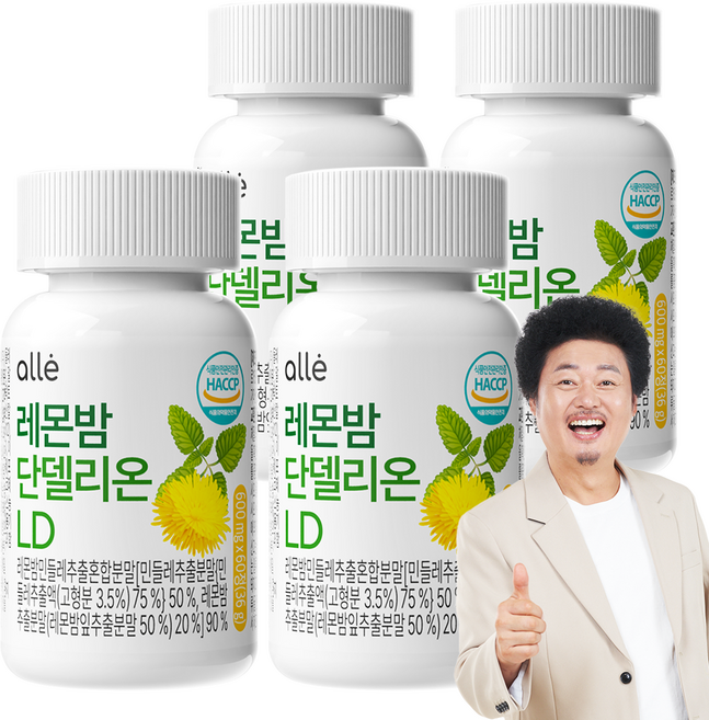 민들레 추출물 레몬밤 1200 단델리온 알레 600mg x 60정, 4개