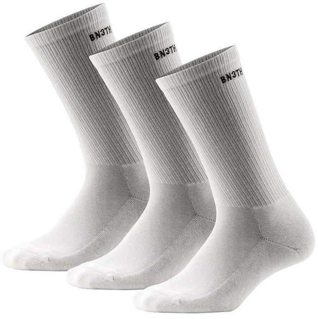 BN3TH 남성용 클래식 크루 양말 나일론 텐셀 라이오셀 및 면 지속 가능한 일상 립 커프 양말 (3팩) 화이트. 라지 182893