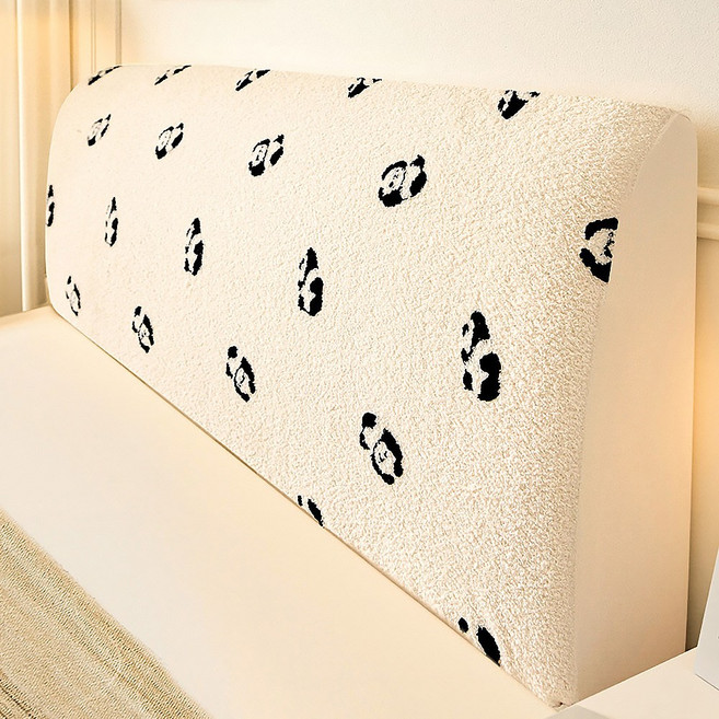 Fowod 2025 신형 크림톤 플리스 탄력 풀커버 침대 헤드 커버, 1개, 크림화이트