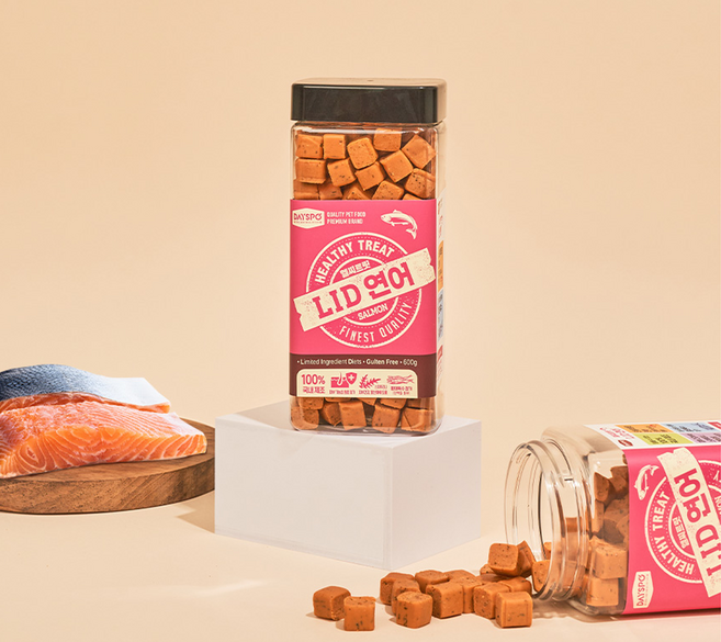 벨버드 더 건강한 큐브져키 강아지간식 600g, 연어 + 황태 혼합맛, 5개