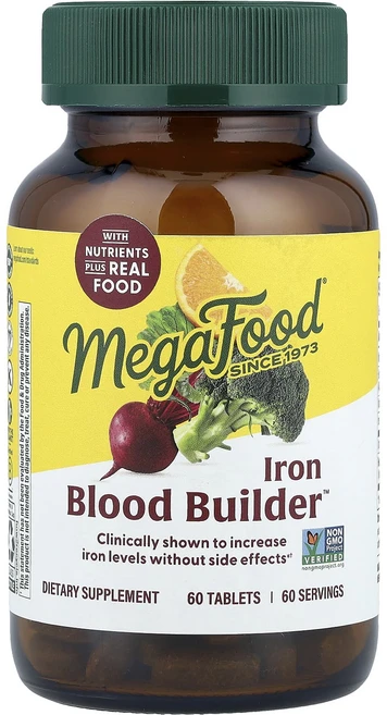 단백질 비타민 철분 마그내슘 칼슘 MegaFood Blood Builder™ 철분 60정 고루고루섭취해주세요, MegaFood Blood Builder 철분 60정, 1개 - 쿠팡