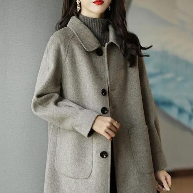 크레스티 겨울 여성용 베이직 카라넥 코트 출근룩 롱 코트