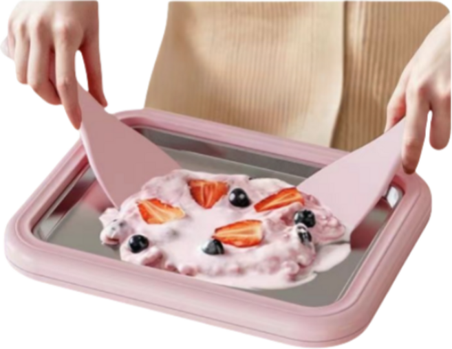 철판 아이스크림 메이커 가정용 어린이 아이스크림팬, 1개, 핑크