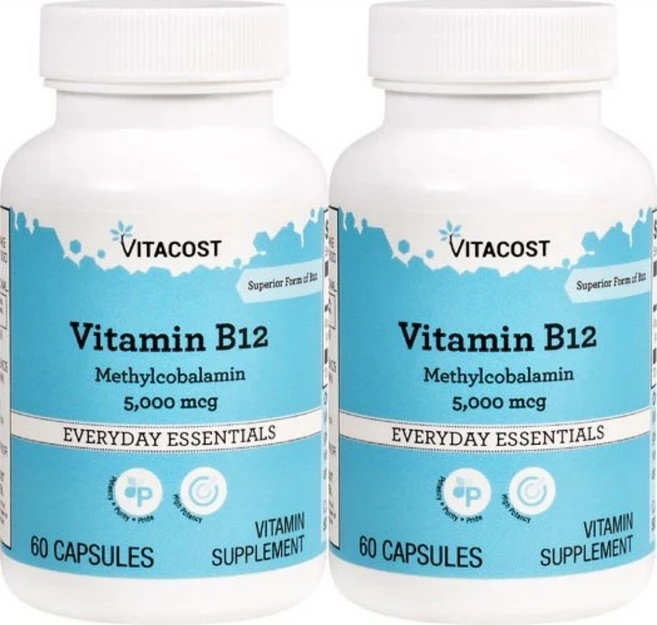 비타코스트 활성비타민 B12 메틸코발라민 5000mcg 캡슐 Vitacost Vitamin B-12 Methylcobalamin, 2개, 60정 - 쿠팡