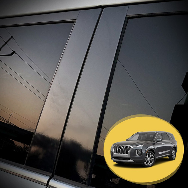 ERK 팰리세이드 필러 포스트 포인트 컬러 데칼 스티커 윈도우 기둥 몰딩 차량용 튜닝 필름, 유광 블랙(ABC필러)