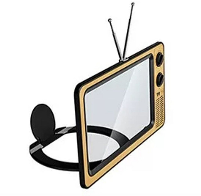 티비모양 스마트폰 화면 확대경 확대 우드 레트로 거치대 12인치 핸드폰 스크린, M. 3세대+ 로즈 골드