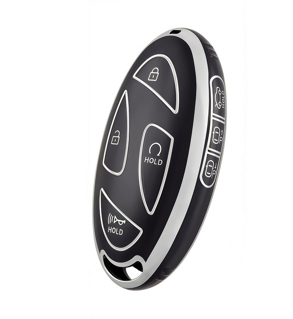 OFFCURVE 현대자동차 7버튼 스마트키케이스 TPU 커버 그랜저 GN7 아반떼 CN7 싼타페 MX5 호환, 블랙과 실버