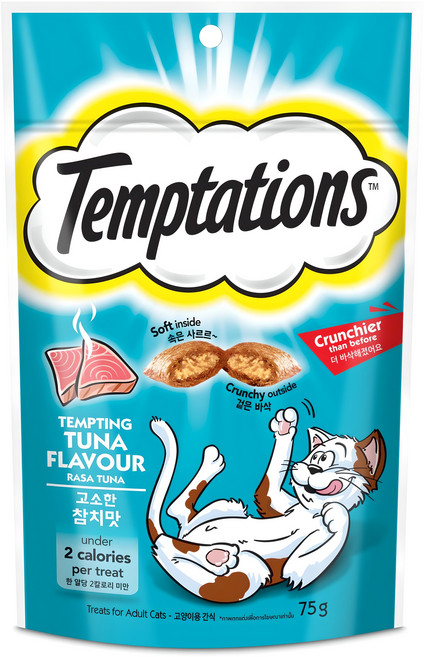 템테이션 고양이 스낵, 고소한 참치맛, 75g, 1개