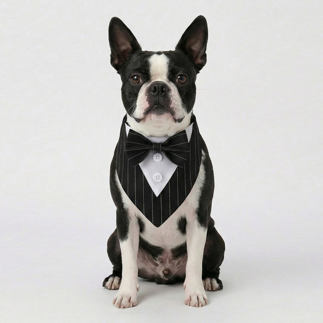 [마몽펫즈]강아지 클래식 리본 턱시도 셀프웨딩 화동 생일파티 반려견 코스튬 프로필 소형 대형견, ST블랙
