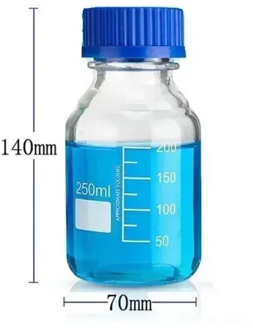 나사 유리 병 실험실 체중계 측정 투명 샘플 용기 시약병 캡 1 개 블루 원형 1000ML 25ML, 1Pcs, Clear 250ML, 1개