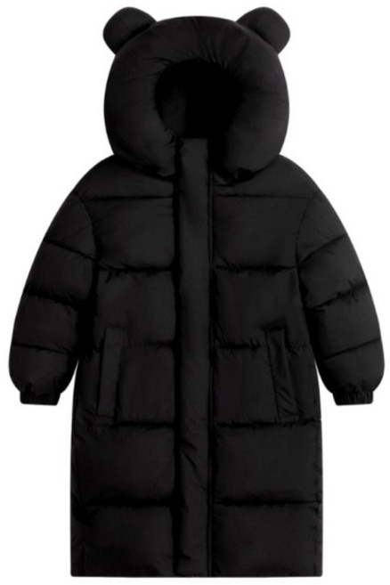 구빠방 아동 오버핏 후드 귀 장식 롱 패딩 점퍼