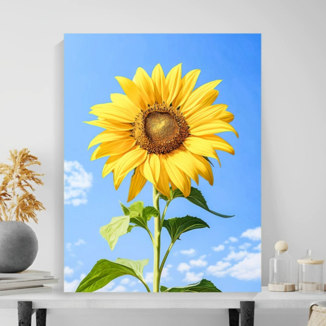 돈을 부르는 행운 DIY 유화 풍경 해바라기 그리기 세트 집들이 선물, 해바라기3, 1개