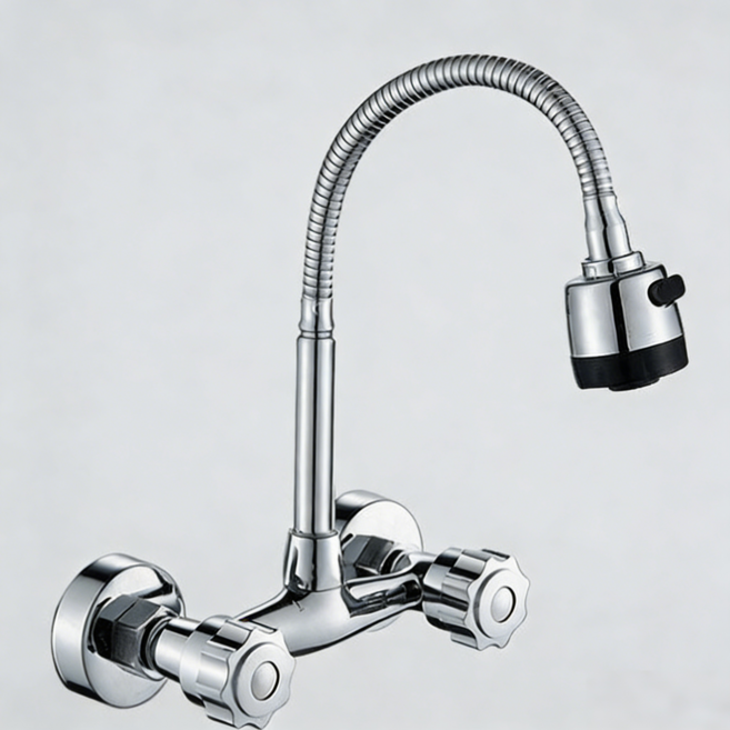 욕실수전 벽걸이형 세면대수전, 1개