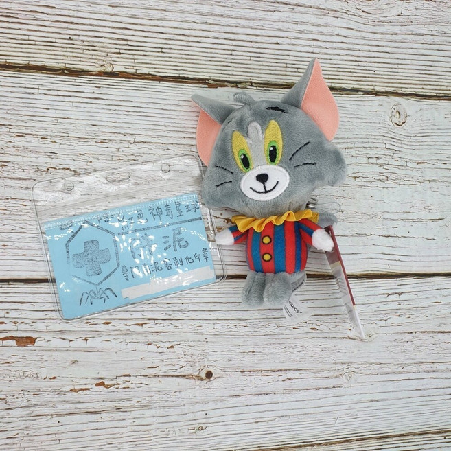 HUGKIS TOM & JERRY 湯姆貓傑利鼠玩偶伸縮識別證夾 護理師醫師學生證件扣, 1個, 灰