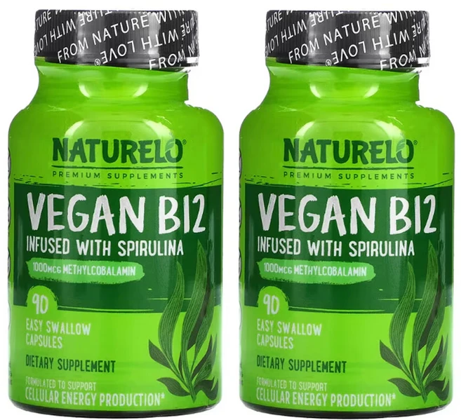 네츄렐로 스피루리나가 함유된 비건 B12 90캡슐 2팩, 90정 - 쿠팡