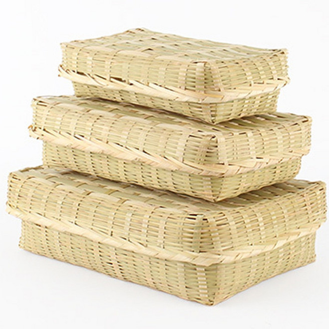 대나무 도시락 직사각 석작 한과바구니 대나무함 한과상자 폐백 떡바구니 명절, 소 (가로17cm), 1개