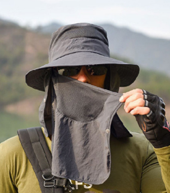 [햇빛차단] 수팍 밭일 농사 낚시 창 3in1 벙거지 자외선차단 모자, 라이트그레이