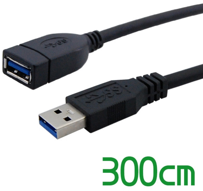 USB-A 3.0 延長線 雙層抗干擾 公對母高速傳輸線, 黑色300公分, 1條