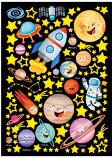 유니테크 데코야광인테리어스티커 행성친구들 48x67cm