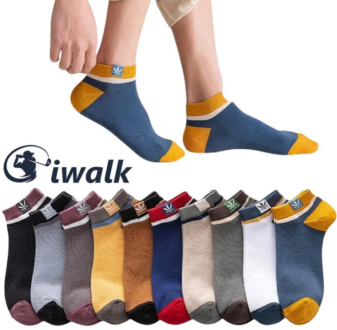 Giwalk 남성 발목양말 남성용 발목 패션 양말 컬러 양말 10족