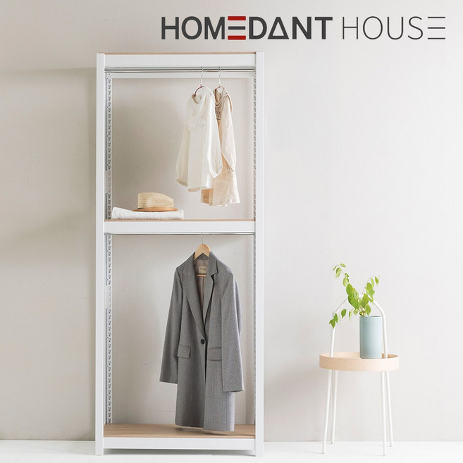 홈던트하우스 시스템행거 조립식 철제 드레스룸 선반 옷걸이 1100x500x1350(h) - 3단(행거2), 블랙