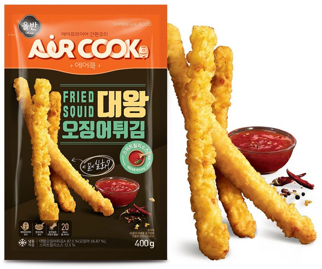 올반 대왕오징어튀김 400g 아이 간식 안주 통 오징어 스위트 칠리 소스 증정