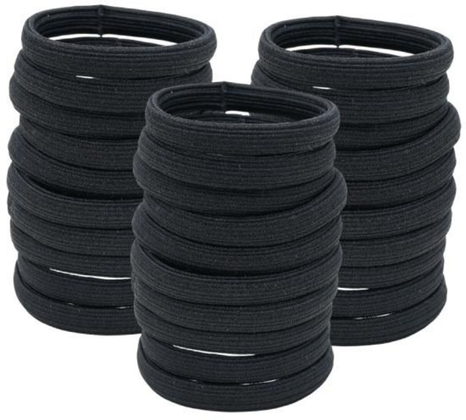 이쁨달다 국산 무매듭 와이드형 머리끈 33개세트 고탄력 검정 헤어끈